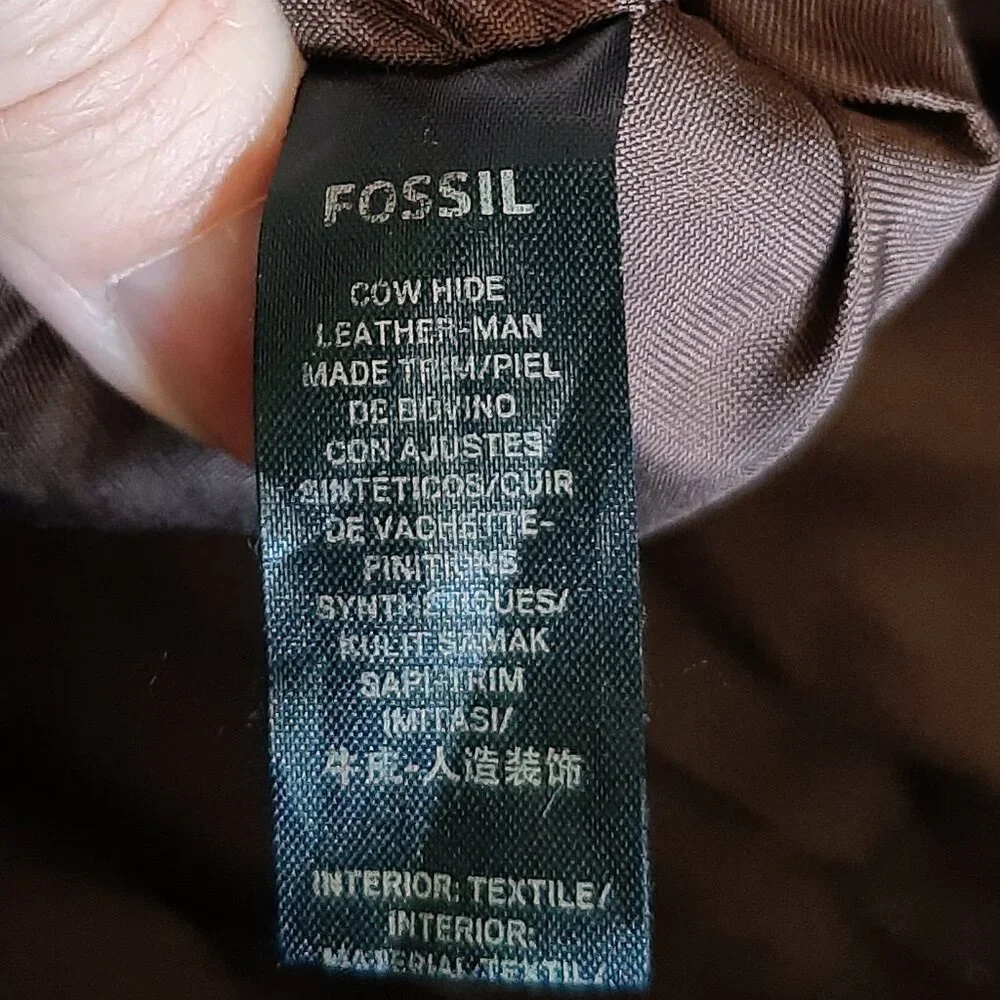 Fossil Brown Leather Messenger Briefcase Crossbody Bag (Flawed)